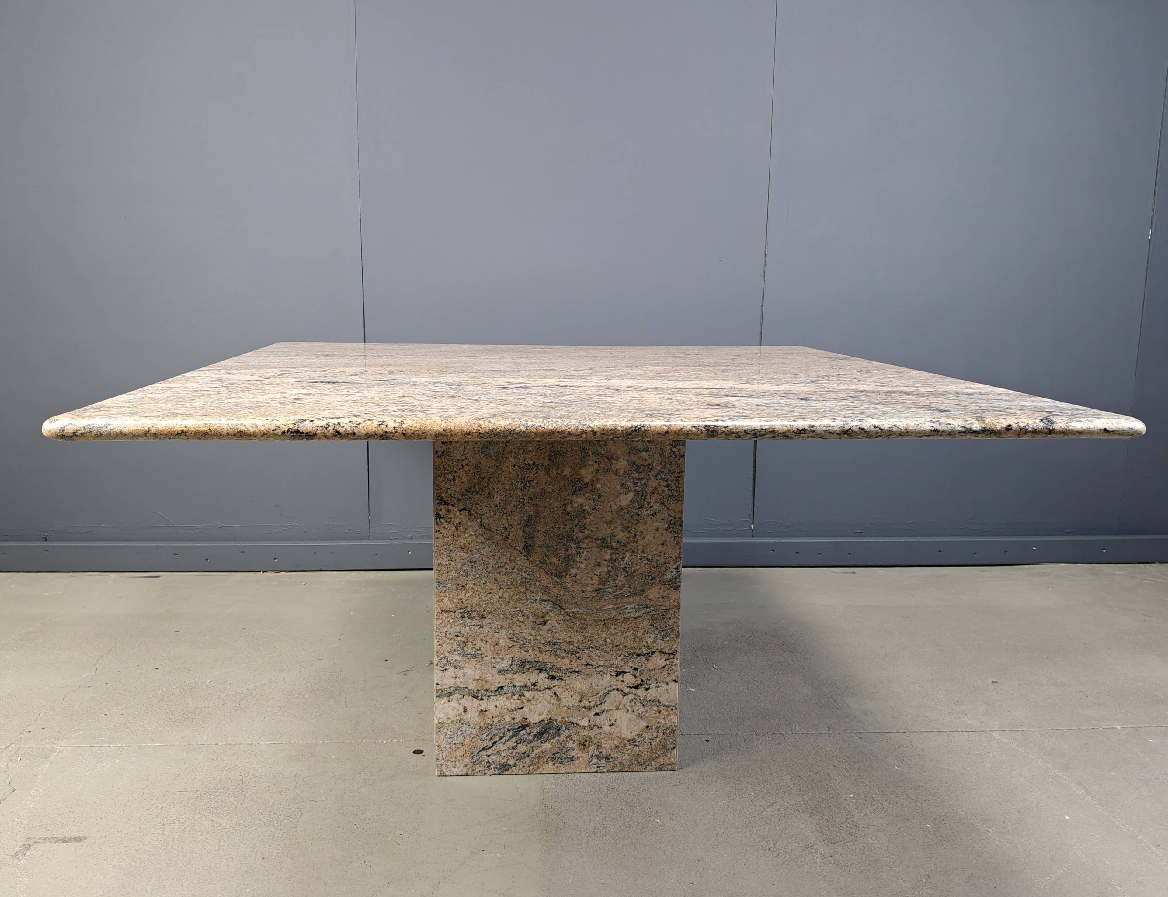 Vintage square granite dining table, 1970s