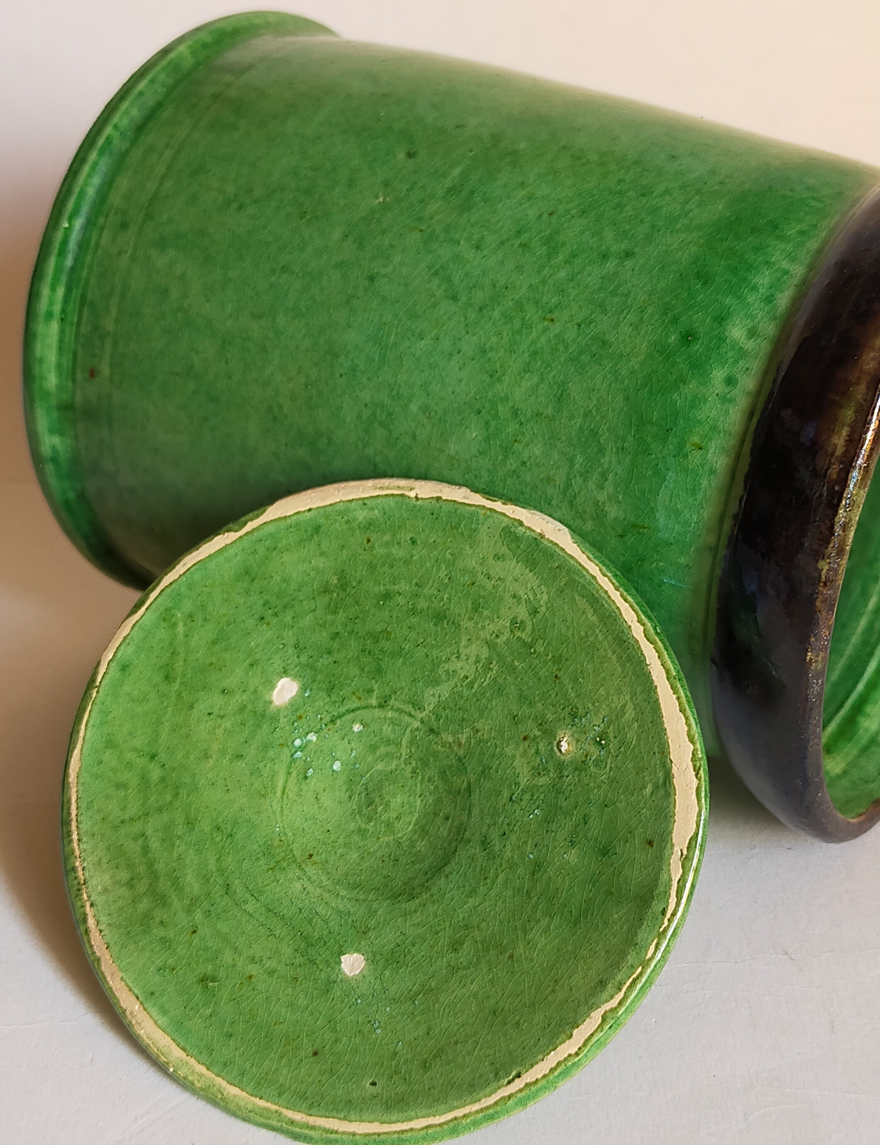 Sugar pot Vintage handmade varnishing pottery