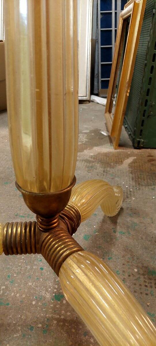 Barovier & Toso tripod floor lamp in gilded Murano glass 1930/40