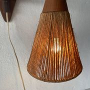 Teak wall lamp with natural ropes by Ib Fabiansen for Fog & Mørup, 1960s, Denmark.