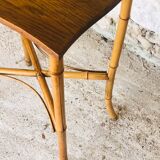 Large vintage side table in bamboo and rattan, circa 1930's