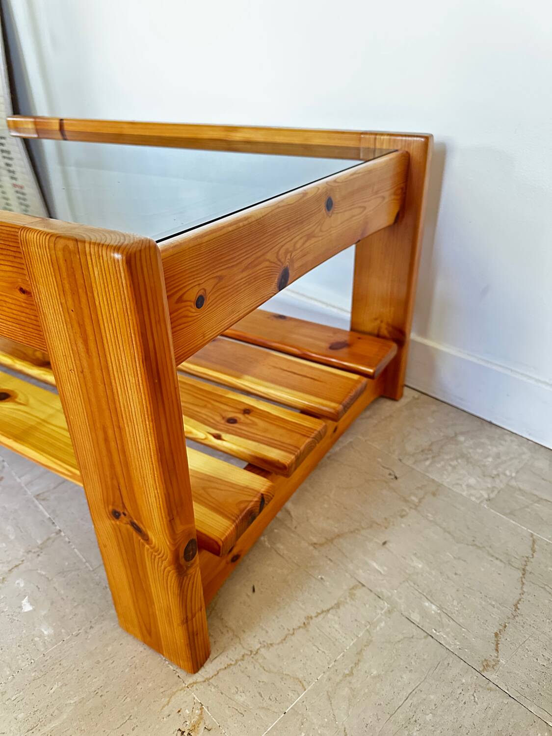 Table basse pin vintage