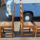 Ensemble de 4 chaises bois paille brutaliste