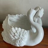 Cache pot céramique blanche cygnes