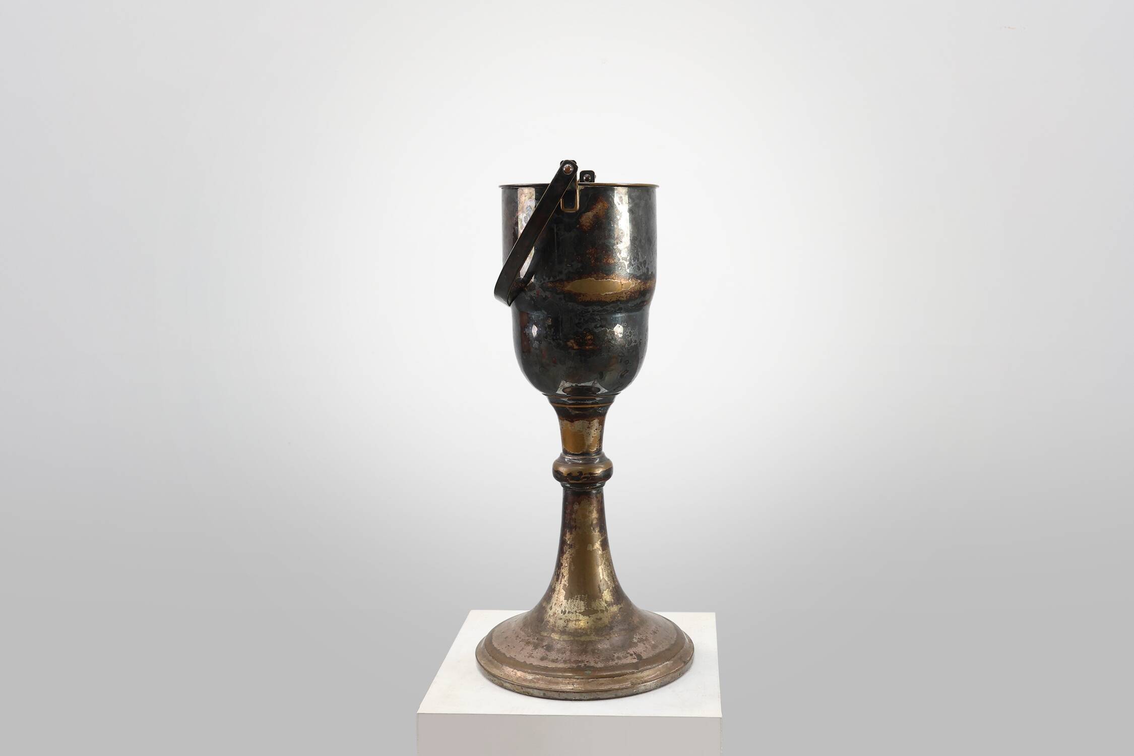 Art Deco silvered copper Champagne bucket on stand, France 1910