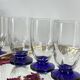 6 Art Deco glasses with blue stems, 16 cl.