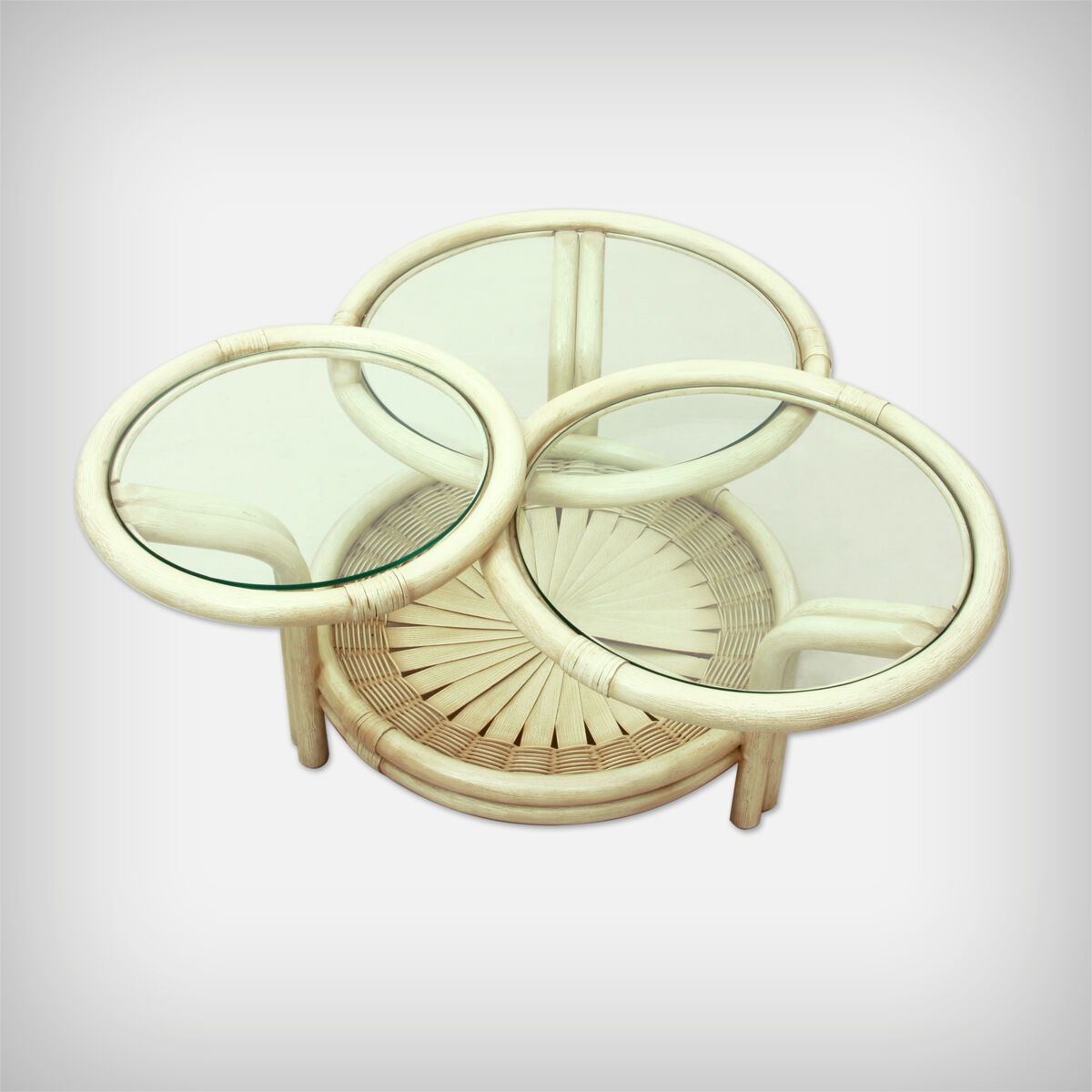 German rattan & glass coffee table by Flechtatelier Schütz - 1970s