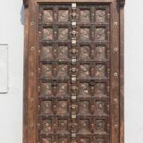 Old Indian door in old teak, piece and patina of origin