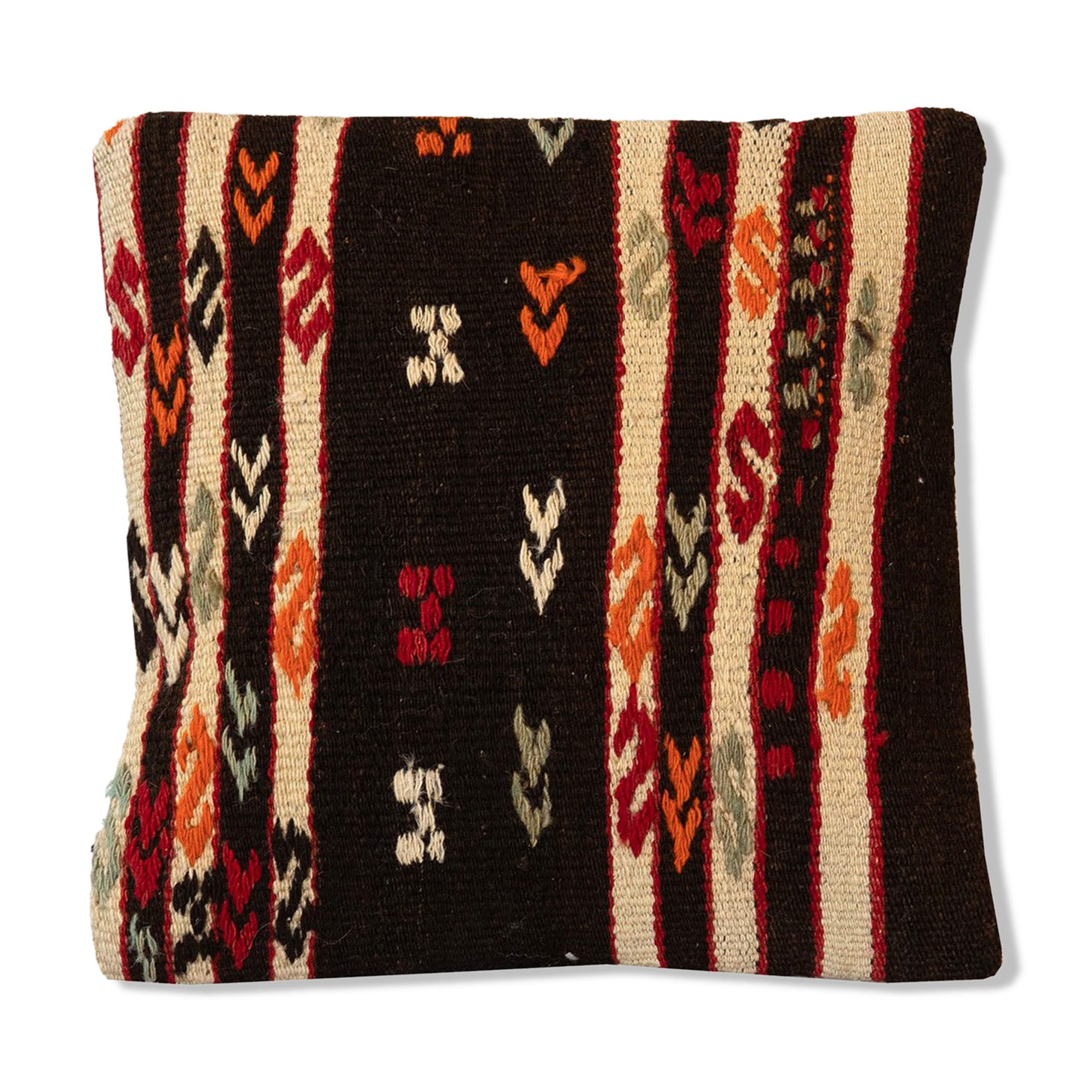 Black cream wool kilim cushion cover hand made scatter pillow