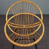Fauteuil en rotin Design Hollandais 1960
