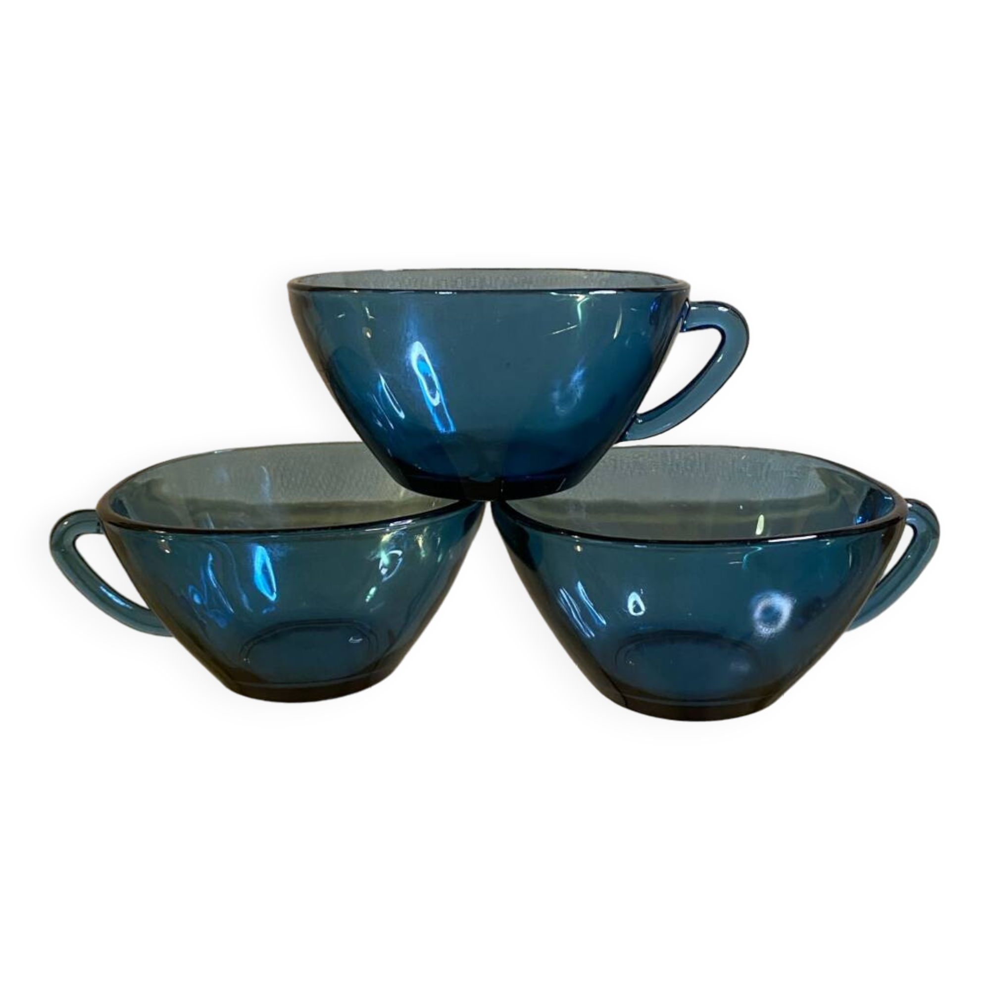70s transparent blue coffee cups