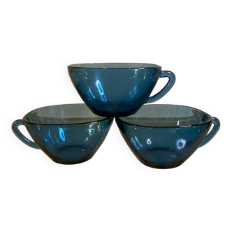 70s transparent blue coffee cups