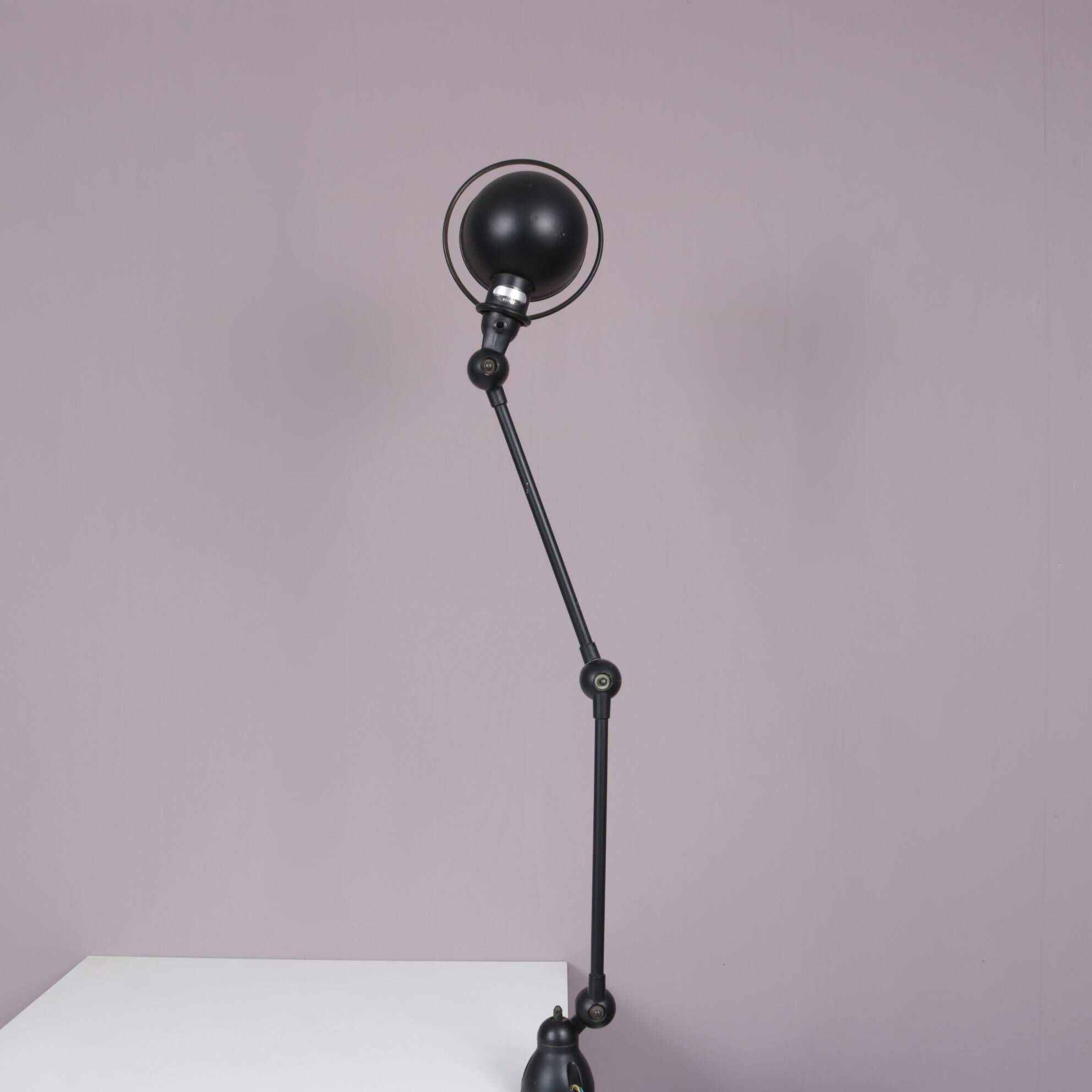 1950s Table clamp lamp in black metal, recent edition model SI332/ Jieldé,