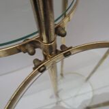 table, end table in gold metal and glass