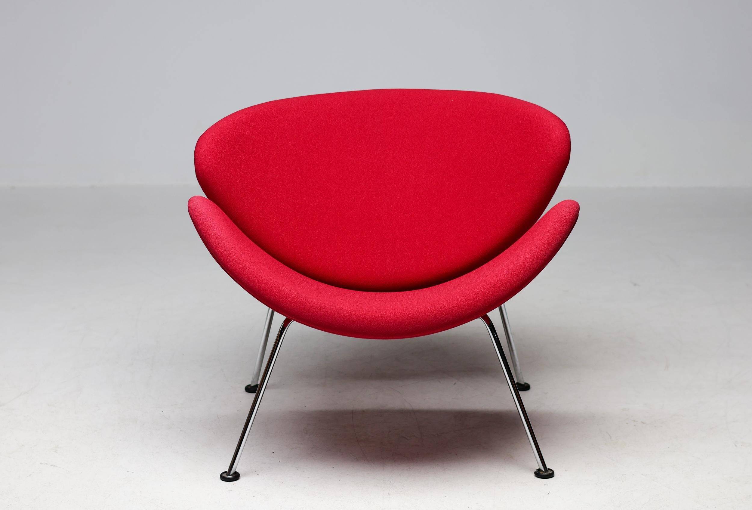 Mid-century modern chair with red and orange slices by Pierre Paulin