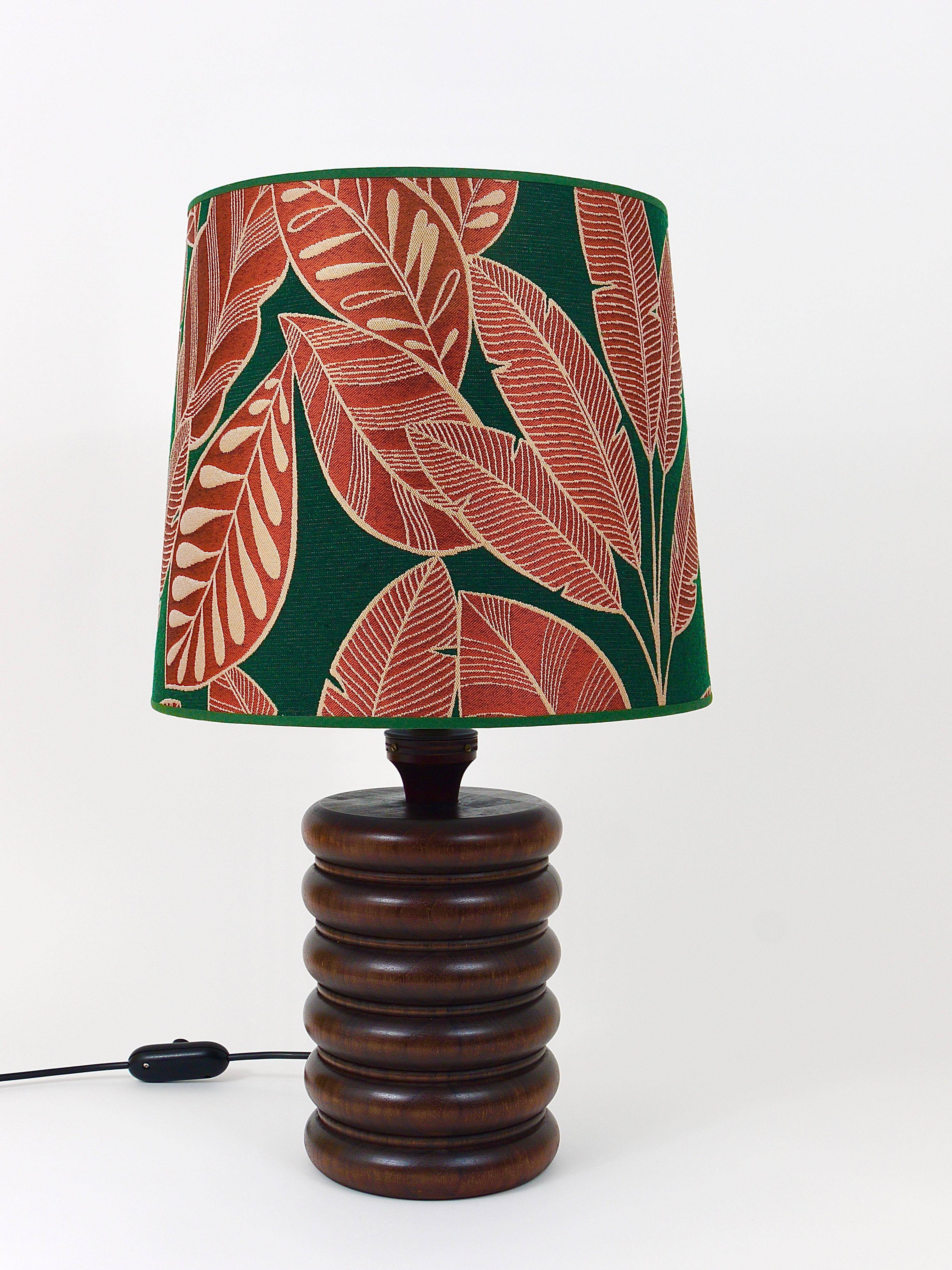 Mid-century table or accent lamp, turned wooden base, Sweden, 1970s