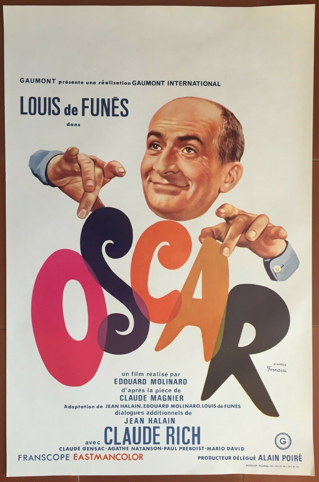 Affiche cinéma originale belge "Oscar" Louis de Funes 37x55cm 1967