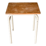 School desk 1960 white lacquered metal wooden top