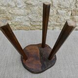 Tripod stool in raw wood