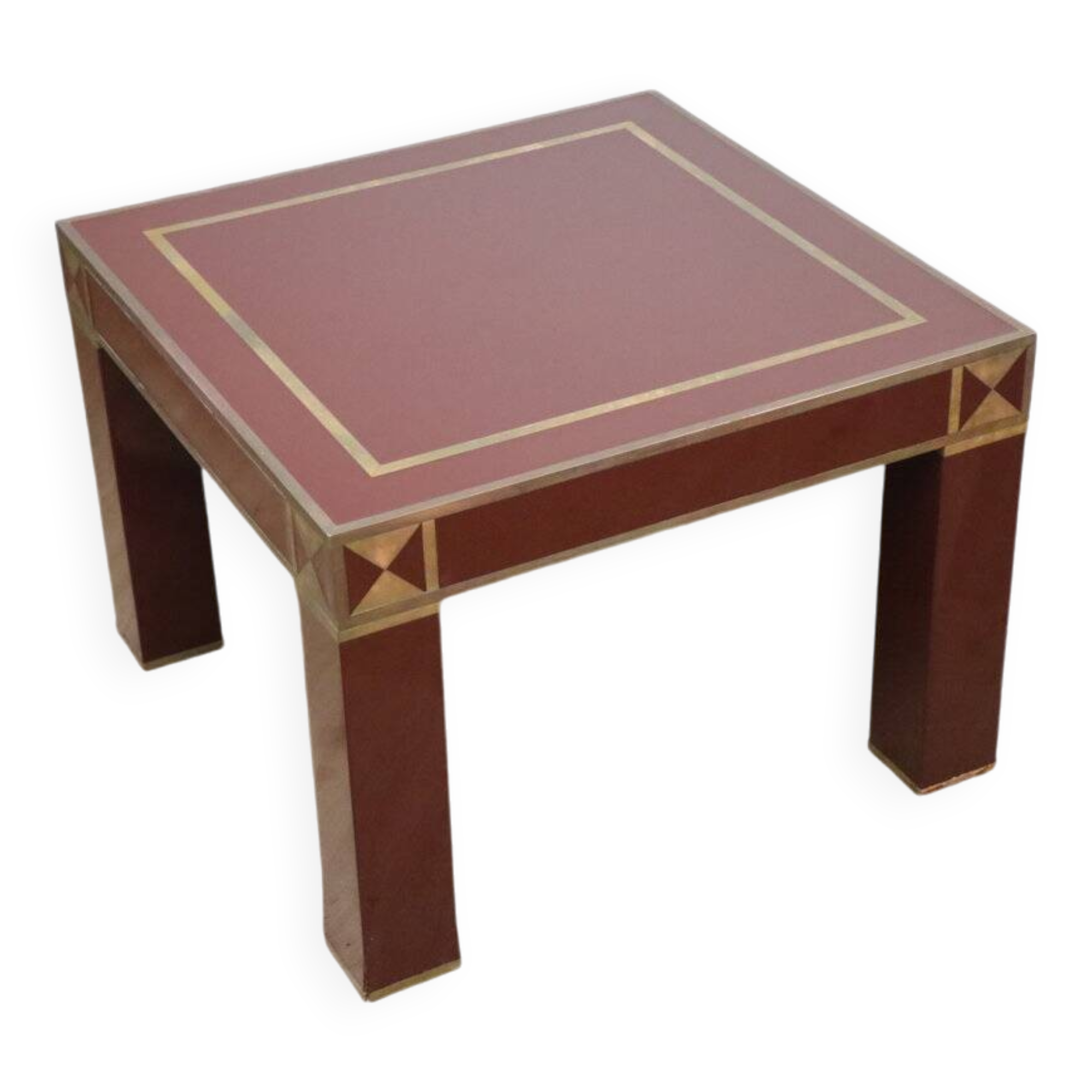 Vintage Jean-Claude Mahey coffee table in lacquered wood and brass, 1970
