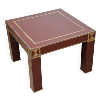 Table basse Jean-Claude Mahey en bois laqué et laiton, 1970