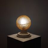 Lampe de table vintage en aluminium et verre à bulles pressées