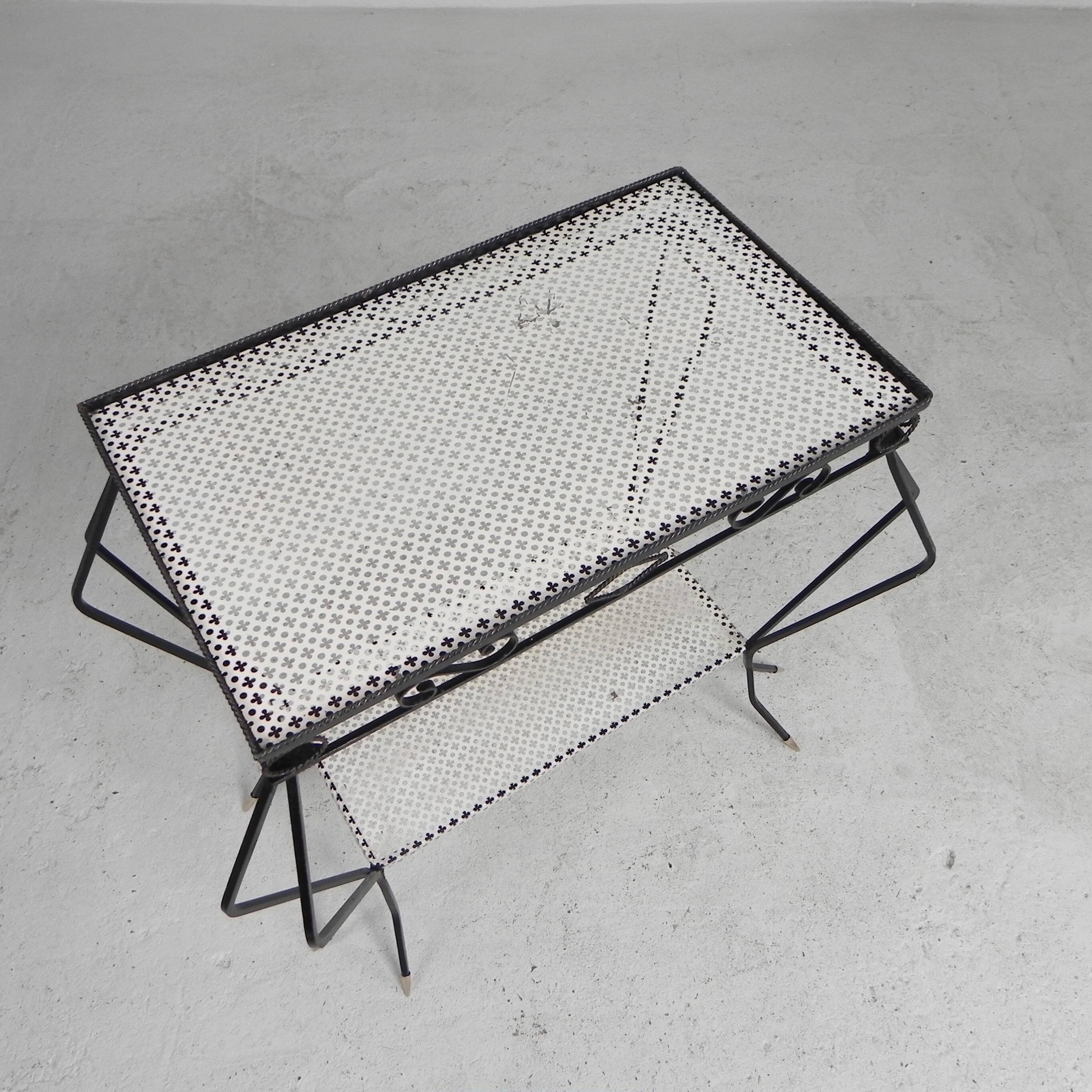 Vintage sculptural steel, (Mategot style) side table, 1950s