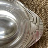 Art deco flat in silver metal 1930, antique silverware