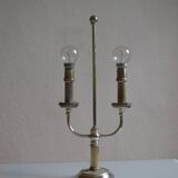 Bouillotte type lamp base in silver metal
