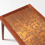 Scandinavian teak coffee table and copper coffee table
