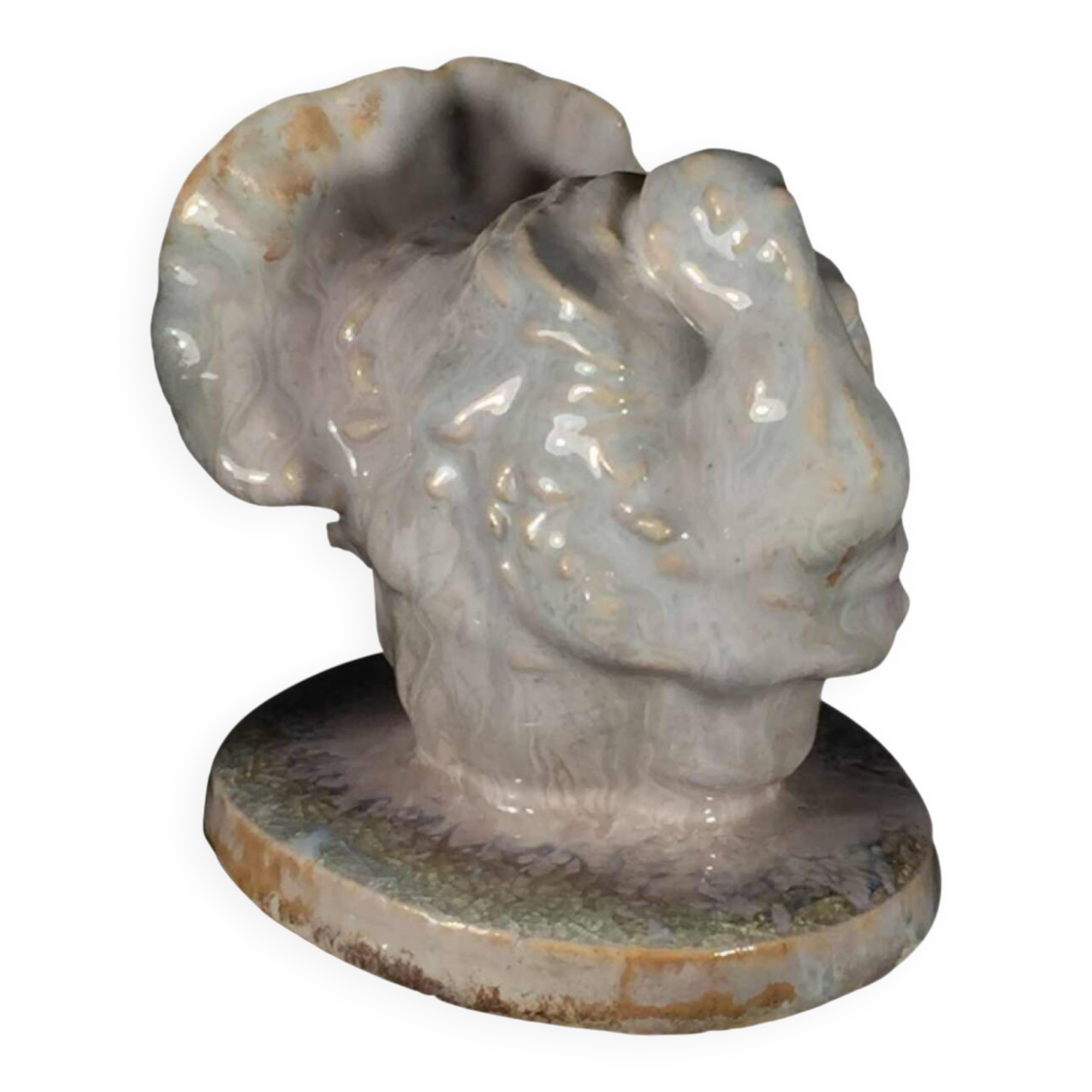 Art Deco ceramic animal sculpture, White Turkey, circa 1930