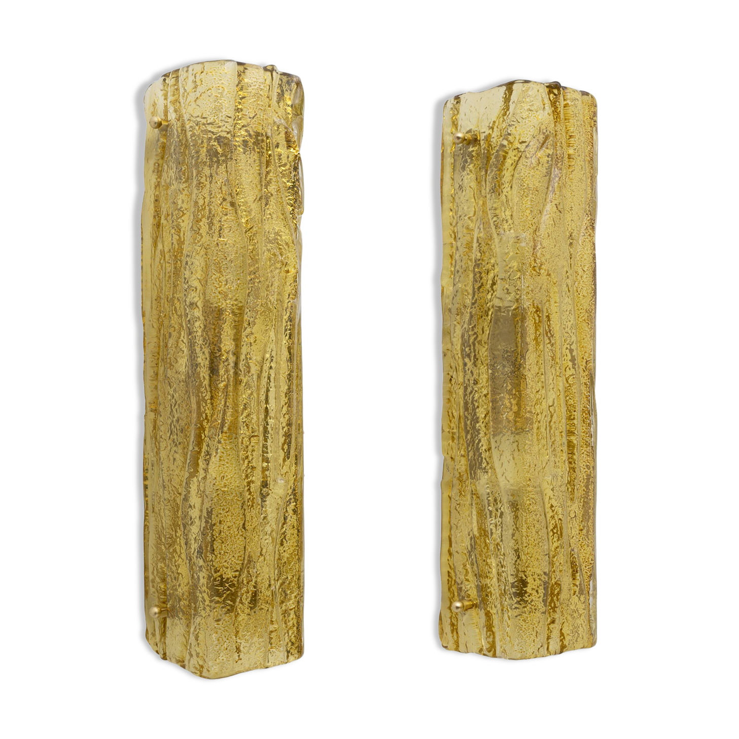 Pair of Mazzega-Style Gold Yellow Murano Glass Sconces