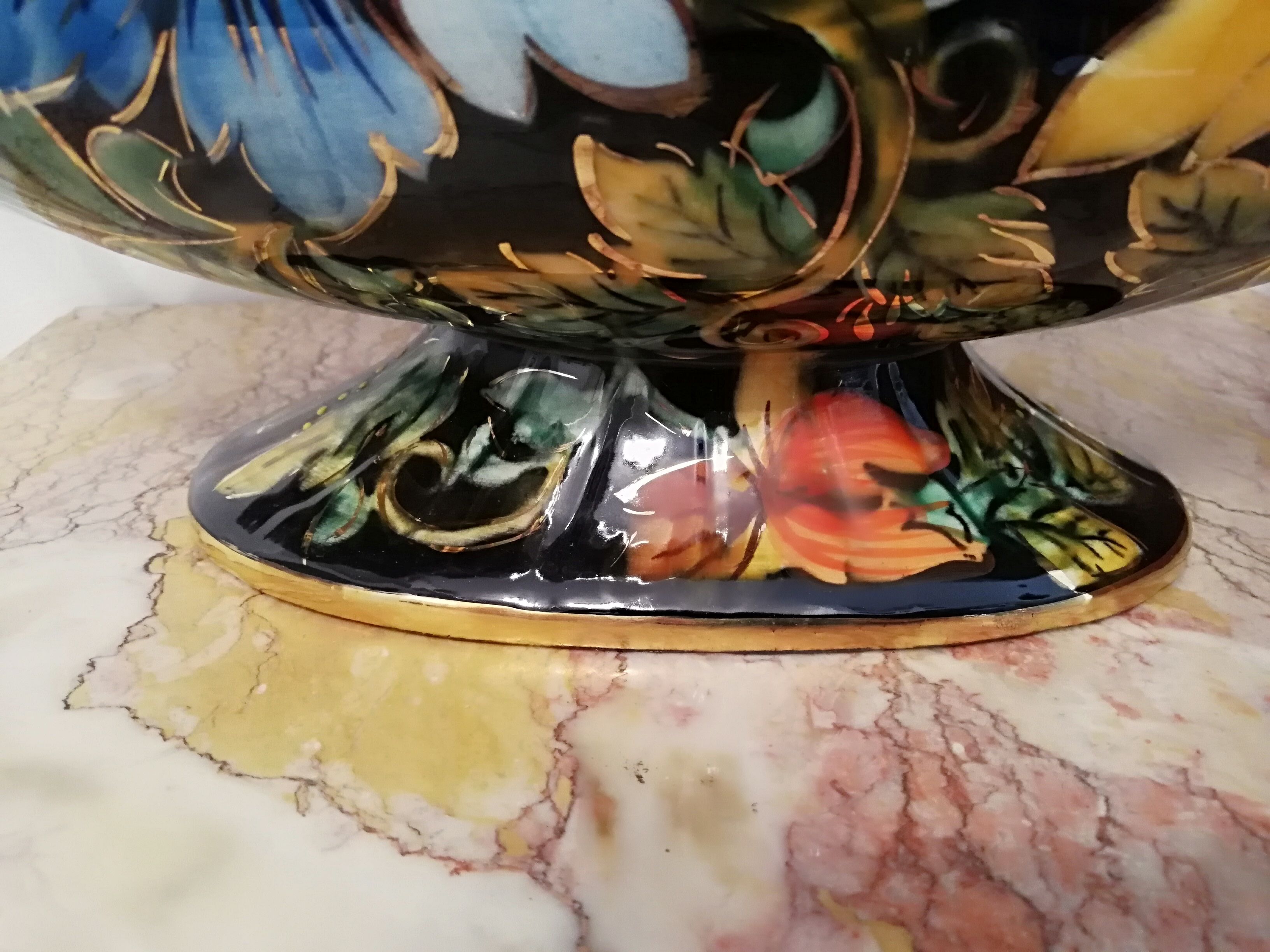 Ceramic planter swan-headed handles by Hubert Bequet