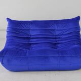 Togo two-seat in blue velvet by Michel Ducaroy for Ligne Roset