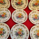 Service 9 assiettes plates Moulin des Loups Orchies modèle Derby multicolores