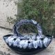 Midnight blue and white glazed ceramic flower pick, 1960/1970, vintage