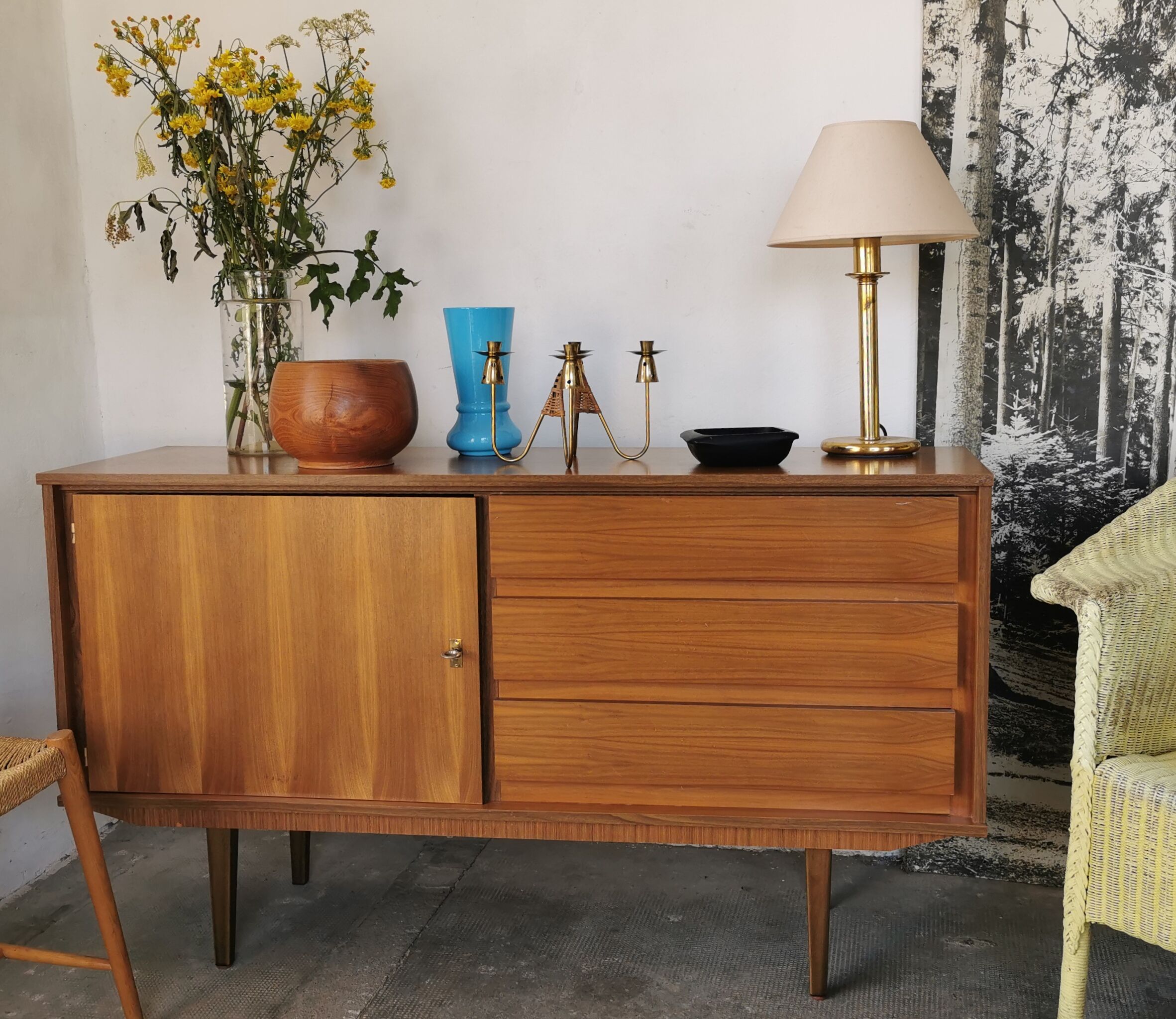 Vintage enfilade, walnut veneer 1970