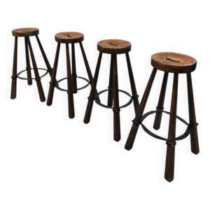 Tabourets de bar vintage - cuir