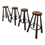 Vintage Spanish leather barstools 'Brutalism'