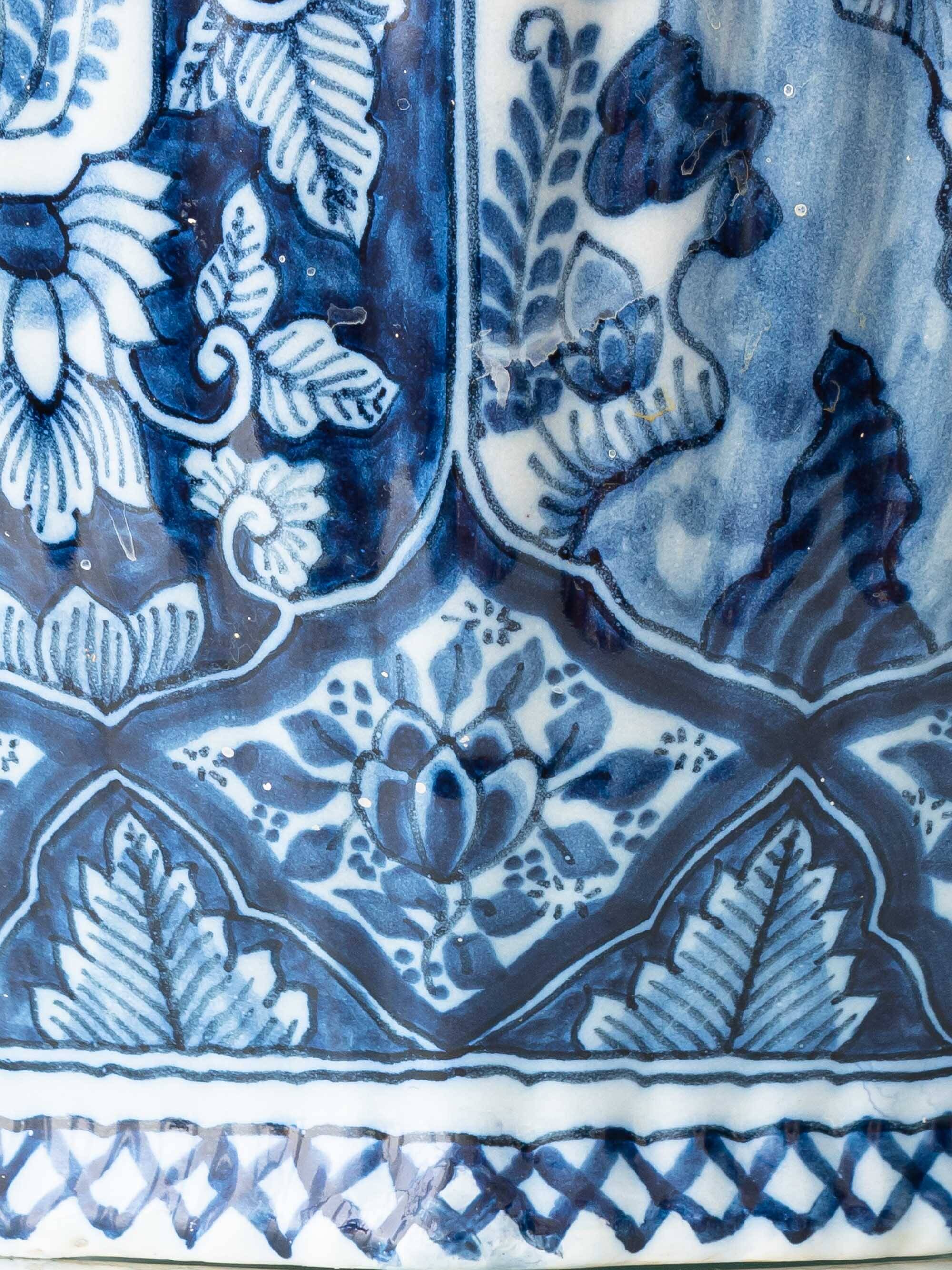 Vintage table lamp in blue and white ceramic from Delft, signed Makkum, hand-painted, 1950s