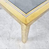 Table basse vintage en laiton et chrome, années 1970