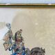 3 old engravings of horses / triptych riders golden frame