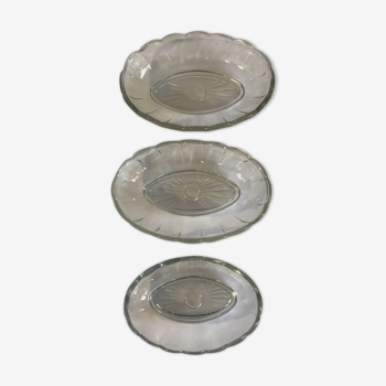 Set of 3 ramekins chiseled glass