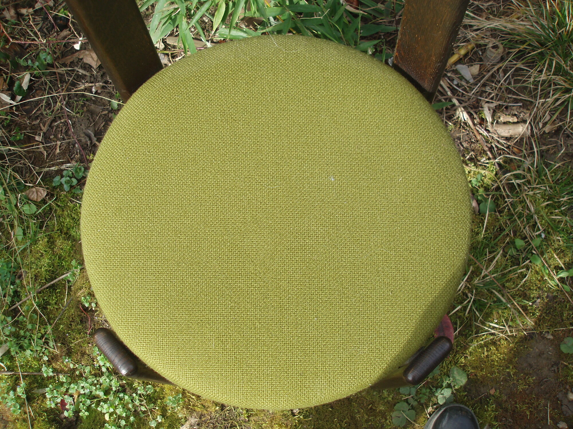 Pair of 70s chairs by designer Bruno Rey in wood and green fabric