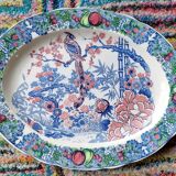 Plat ovale japonisant décor paon