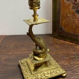Bronze fish candlestick, late 19th century