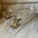 Pair of cut glass and Limoges porcelain wall sconces