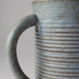 Turquoise Ribbed Mid-Century Ceramic Jug 1L