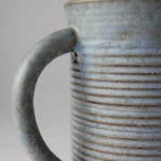 Pichet en céramique côtelée turquoise style milieu du siècle, 1 L