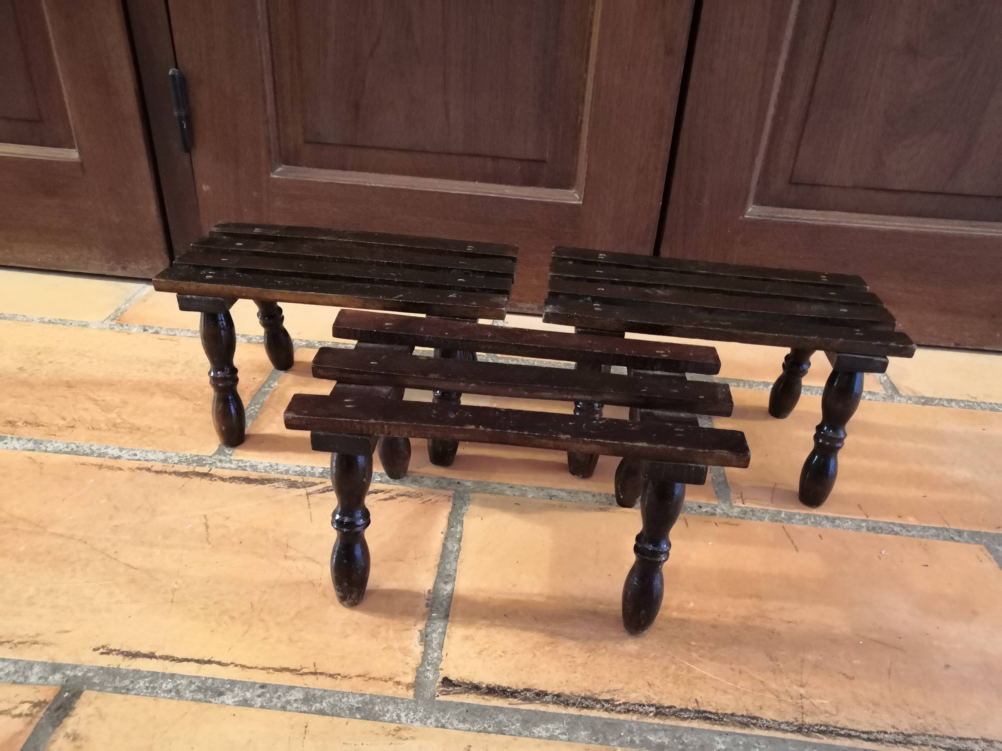 Step foot rest wooden foot stool vintage brutalist